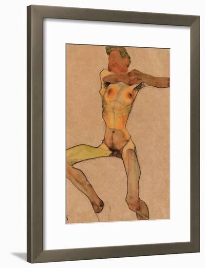 Male Nude, Yellow, 1910-Egon Schiele-Framed Giclee Print