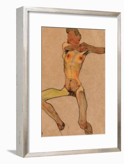 Male Nude, Yellow, 1910-Egon Schiele-Framed Giclee Print