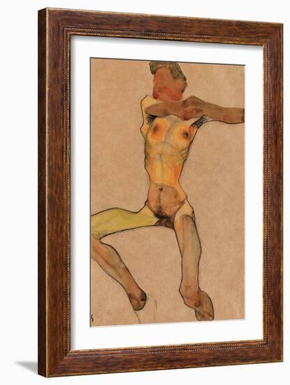 Male Nude, Yellow, 1910-Egon Schiele-Framed Giclee Print