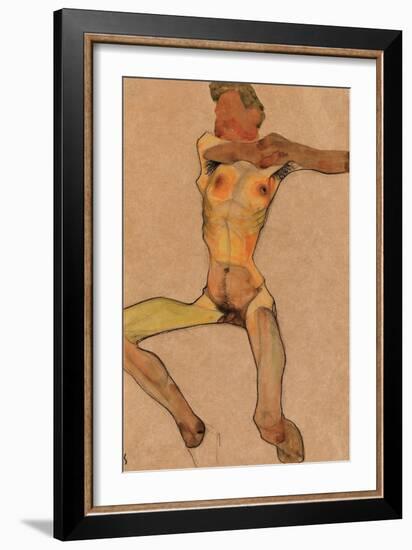 Male Nude, Yellow, 1910-Egon Schiele-Framed Giclee Print