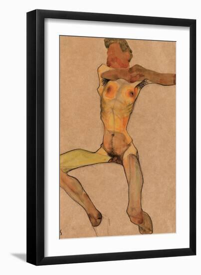 Male Nude, Yellow, 1910-Egon Schiele-Framed Giclee Print