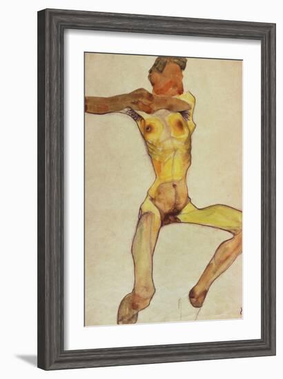 Male Nude, Yellow, 1910-Egon Schiele-Framed Giclee Print