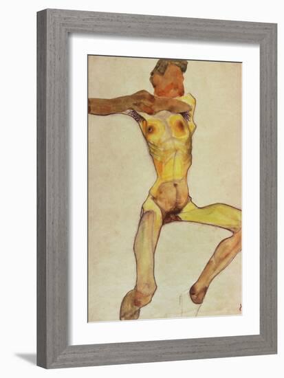 Male Nude, Yellow, 1910-Egon Schiele-Framed Giclee Print