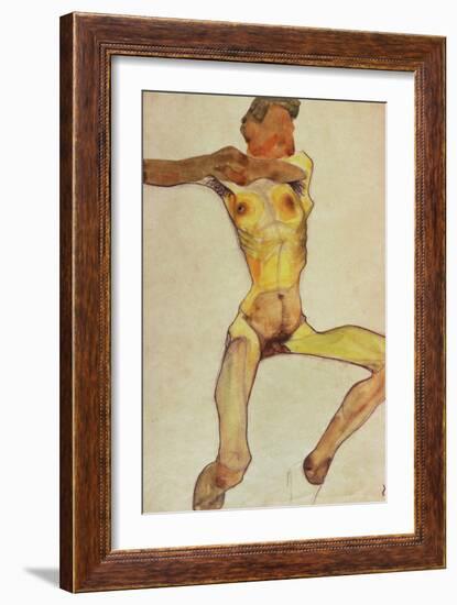 Male Nude, Yellow, 1910-Egon Schiele-Framed Giclee Print