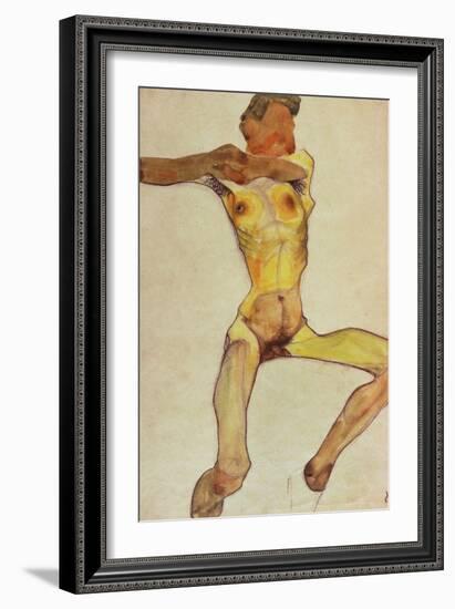 Male Nude, Yellow, 1910-Egon Schiele-Framed Giclee Print