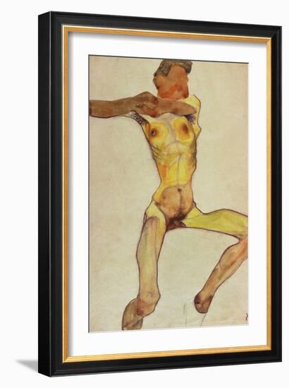 Male Nude, Yellow, 1910-Egon Schiele-Framed Giclee Print