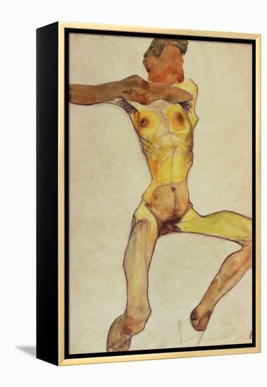 Male Nude, Yellow, 1910-Egon Schiele-Framed Premier Image Canvas