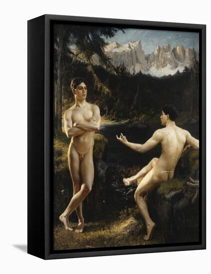 Male Nudes by a River in an Alpine Landscape-Hofer Gottfried-Framed Premier Image Canvas
