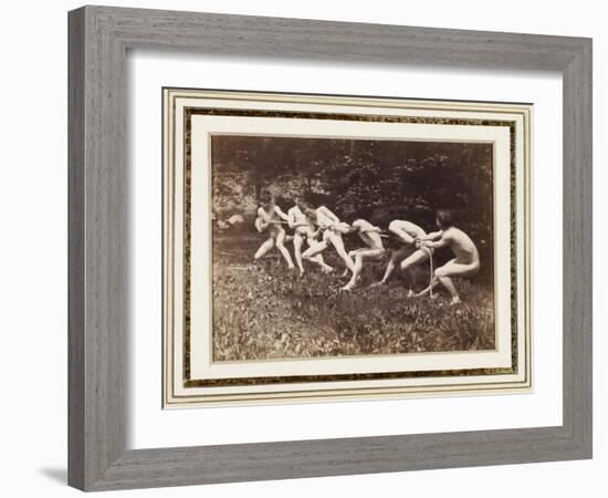 Male Nudes in Standing Tug of War, Outdoors, C.1883-Thomas Cowperthwait Eakins-Framed Giclee Print