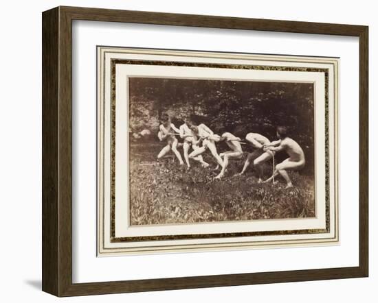 Male Nudes in Standing Tug of War, Outdoors, C.1883-Thomas Cowperthwait Eakins-Framed Giclee Print