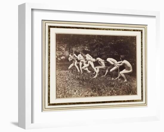 Male Nudes in Standing Tug of War, Outdoors, C.1883-Thomas Cowperthwait Eakins-Framed Giclee Print