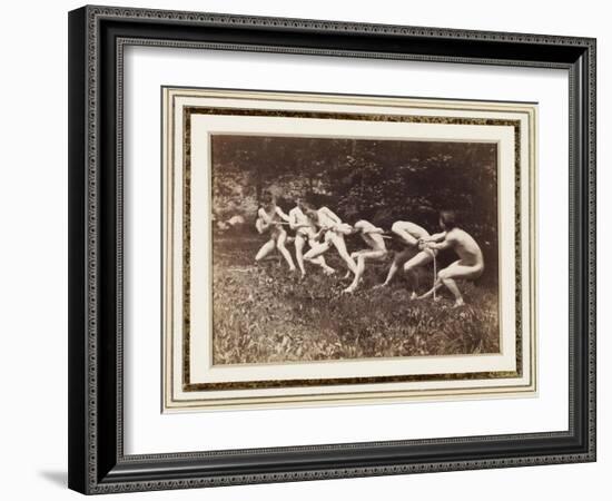 Male Nudes in Standing Tug of War, Outdoors, C.1883-Thomas Cowperthwait Eakins-Framed Giclee Print