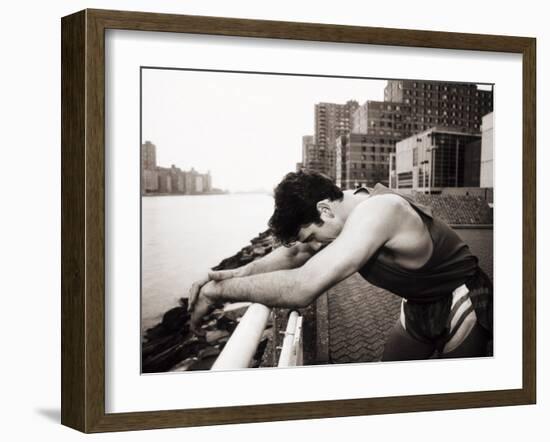 Male Runner Exhausted after Training Run, New York, New York, USA-null-Framed Photographic Print