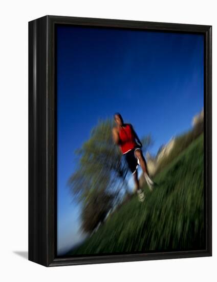 Male Runner Out for a Fitness Run, New York, New York, USA-Chris Trotman-Framed Premier Image Canvas