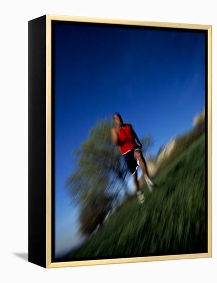 Male Runner Out for a Fitness Run, New York, New York, USA-Chris Trotman-Framed Premier Image Canvas