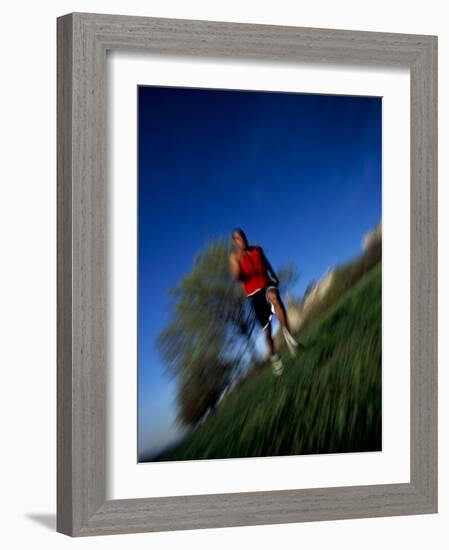 Male Runner Out for a Fitness Run, New York, New York, USA-Chris Trotman-Framed Photographic Print