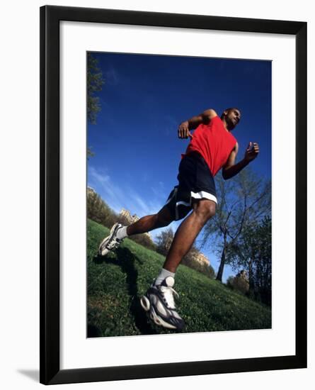 Male Runner Training, New York, New York, USA-null-Framed Photographic Print