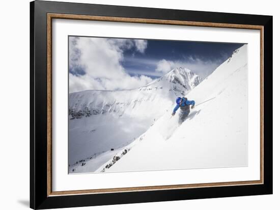 Male Skier Above The Pinnacles With Lone Peak In The Background Big Sky Resort, Montana-Ryan Krueger-Framed Photographic Print