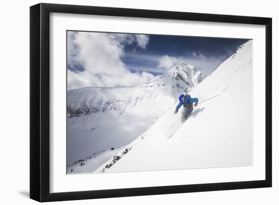 Male Skier Above The Pinnacles With Lone Peak In The Background Big Sky Resort, Montana-Ryan Krueger-Framed Photographic Print