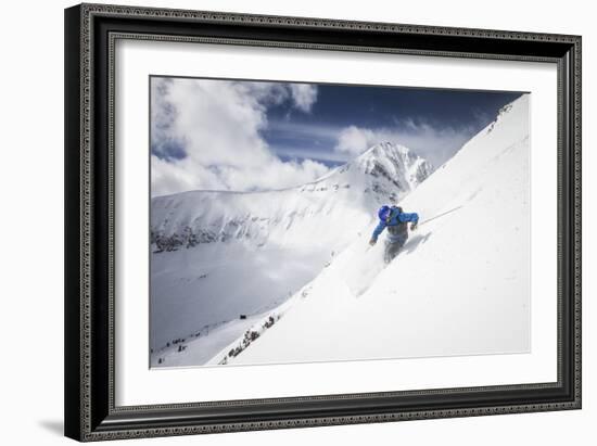 Male Skier Above The Pinnacles With Lone Peak In The Background Big Sky Resort, Montana-Ryan Krueger-Framed Photographic Print