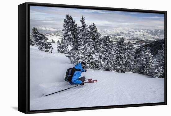 Male Skier In Utah-Liam Doran-Framed Stretched Canvas