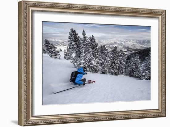 Male Skier In Utah-Liam Doran-Framed Photographic Print