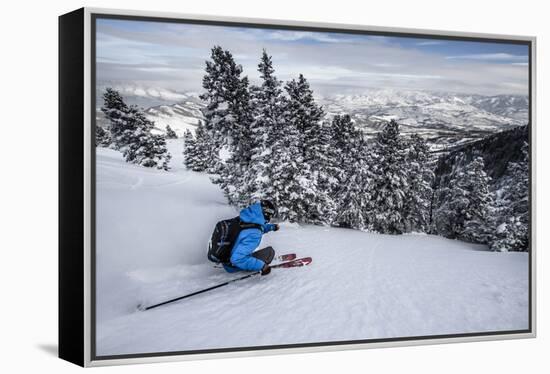 Male Skier In Utah-Liam Doran-Framed Premier Image Canvas