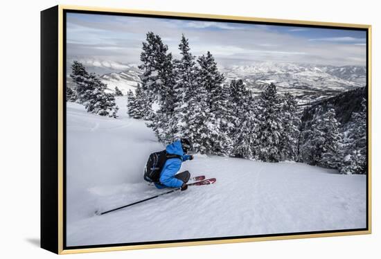 Male Skier In Utah-Liam Doran-Framed Premier Image Canvas