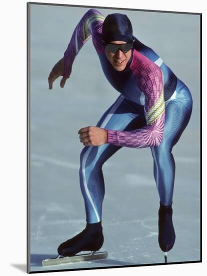 Male Speed Skater in Action at the Start-null-Mounted Photographic Print