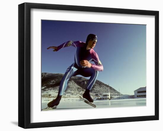 Male Speed Skater in Action at the Start-null-Framed Photographic Print