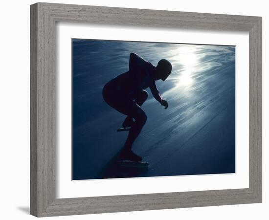 Male Speed Skater in Action at the Start-null-Framed Photographic Print