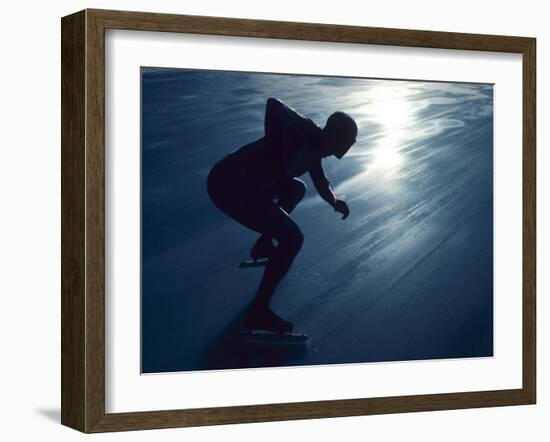 Male Speed Skater in Action at the Start-null-Framed Photographic Print