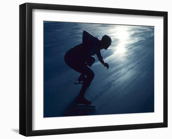 Male Speed Skater in Action at the Start-null-Framed Photographic Print