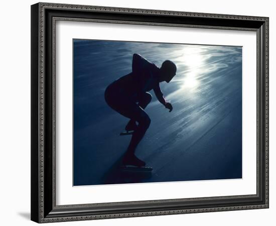 Male Speed Skater in Action at the Start-null-Framed Photographic Print