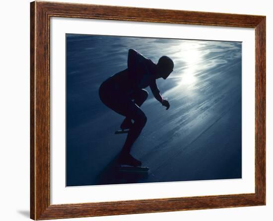 Male Speed Skater in Action at the Start-null-Framed Photographic Print