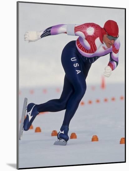 Male Speed Skater in Action-null-Mounted Photographic Print