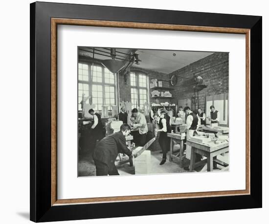 Male Students at Work in the Masons Shop, Northern Polytechnic, London, 1911-null-Framed Photographic Print