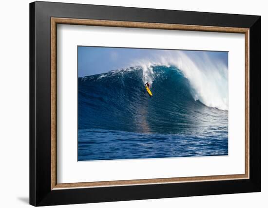 Male Surfer Surfing Wave in Pacific Ocean, Peahi, Hawaii, USA-null-Framed Photographic Print