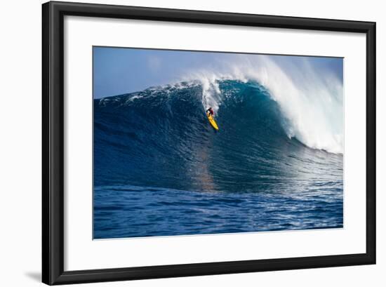 Male Surfer Surfing Wave in Pacific Ocean, Peahi, Hawaii, USA-null-Framed Photographic Print