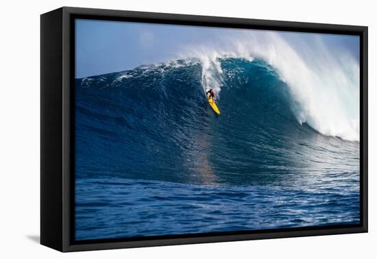 Male Surfer Surfing Wave in Pacific Ocean, Peahi, Hawaii, USA-null-Framed Premier Image Canvas