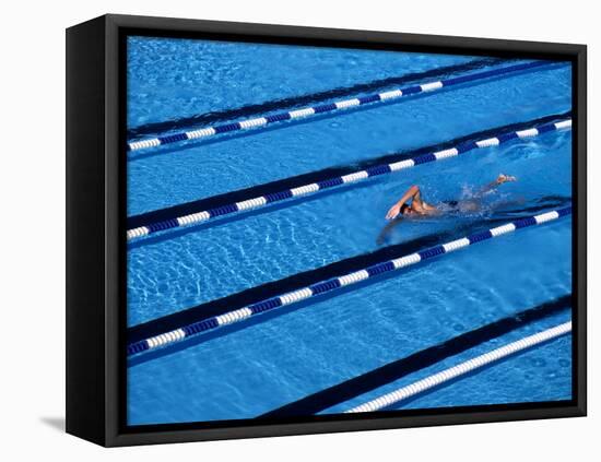 Male Swimmer Training Doing Laps in the Pool-null-Framed Premier Image Canvas