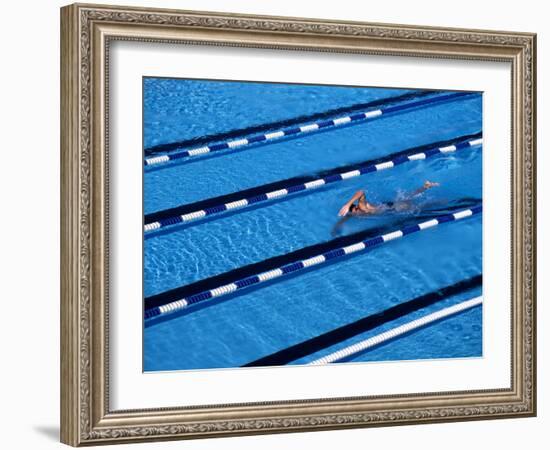 Male Swimmer Training Doing Laps in the Pool-null-Framed Photographic Print