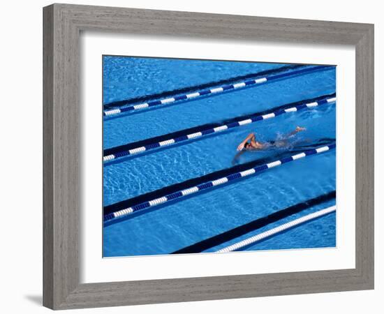 Male Swimmer Training Doing Laps in the Pool-null-Framed Photographic Print