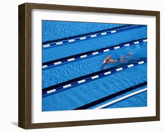 Male Swimmer Training Doing Laps in the Pool-null-Framed Photographic Print