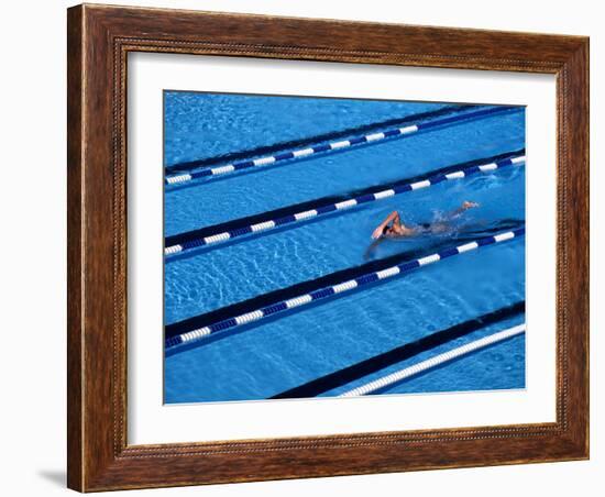 Male Swimmer Training Doing Laps in the Pool-null-Framed Photographic Print