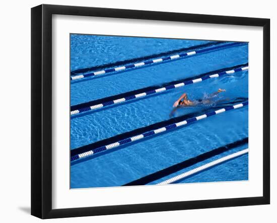 Male Swimmer Training Doing Laps in the Pool-null-Framed Photographic Print