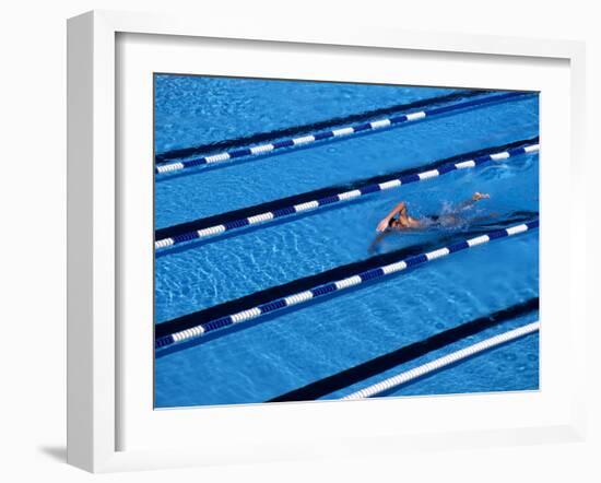 Male Swimmer Training Doing Laps in the Pool-null-Framed Photographic Print