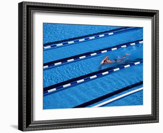 Male Swimmer Training Doing Laps in the Pool-null-Framed Photographic Print