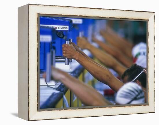 Male Swimmers at the Start of a Backstroke Race-null-Framed Premier Image Canvas