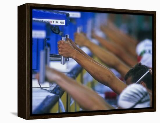 Male Swimmers at the Start of a Backstroke Race-null-Framed Premier Image Canvas